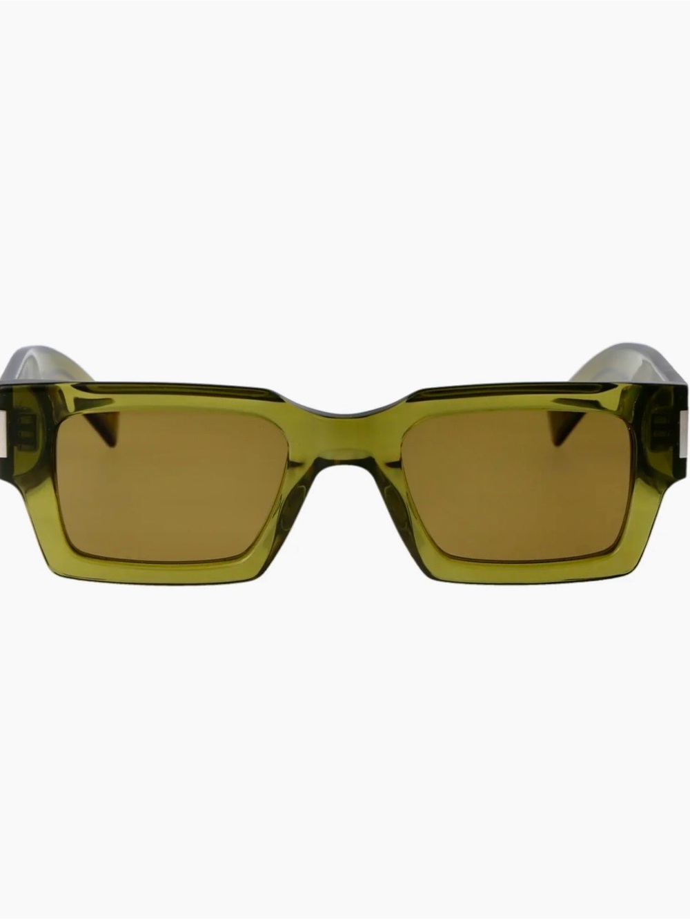 Saint Laurent Olive Green Transparent Frame Sunglasses